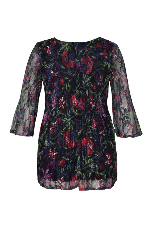 Tuniek van kant met bloemenfolkprint-Paprika-9
