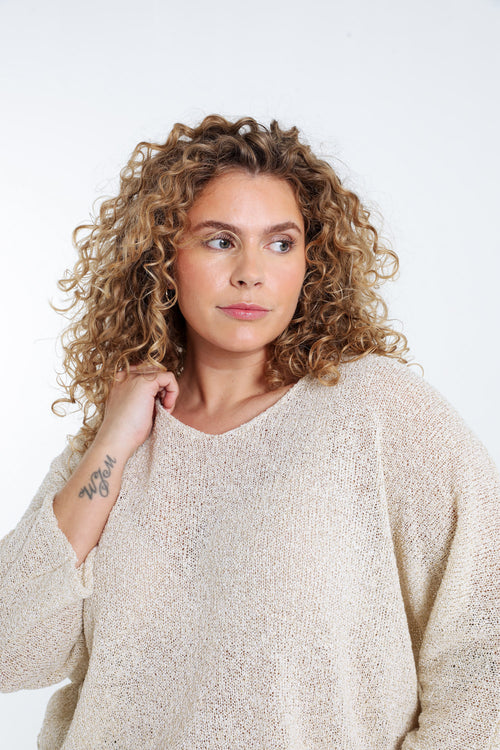 Pull boîte en coton avec lurex-Paprika-4