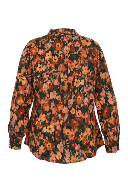 Hemd in viscose met motief van vage bloemen-Paprika-12