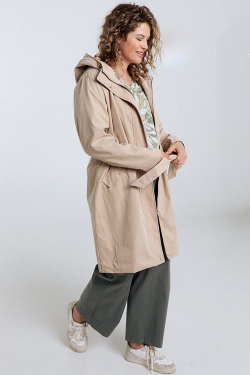 Trench mi-long uni avec capuche-Paprika-8