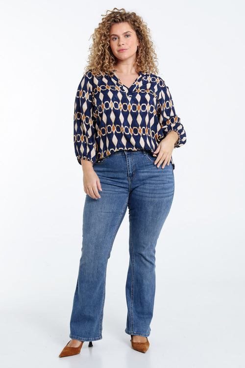 Blouse en viscose imprimé graphique-Paprika-8