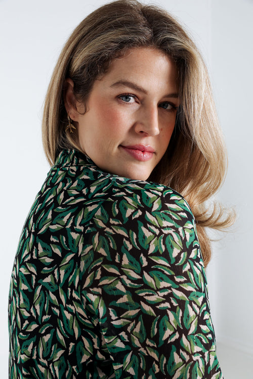 T-shirt met bladerenprint-Paprika-6