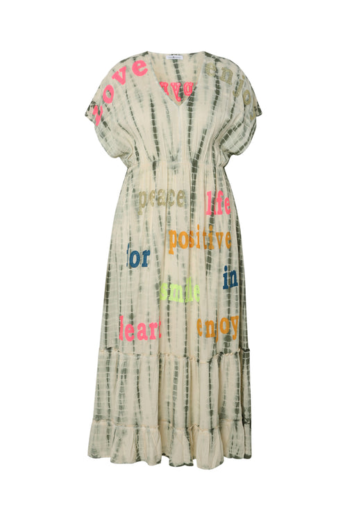 Lange jurk van viscose met tie-dye print-Paprika-10