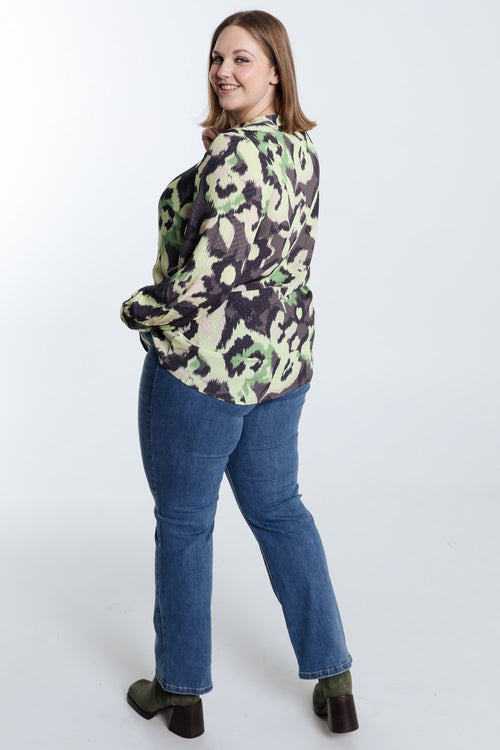 Plumetis blouse van viscose met abstracte print-Paprika-2