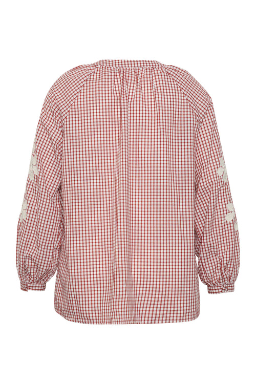 Chemise en coton imprimé vichy-Paprika-2
