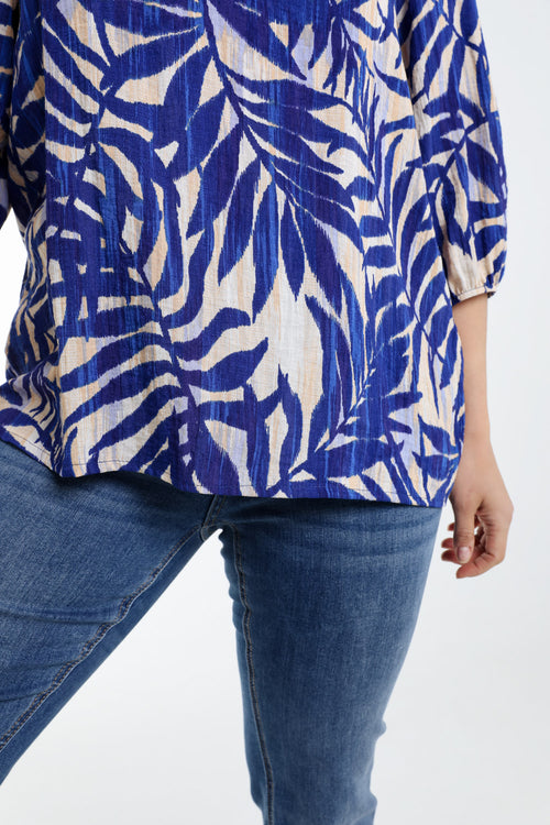 Blouse en viscose imprimé feuillage-Paprika-6