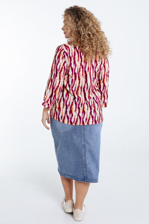 Blouse van viscose met tie-dye print-Paprika-2