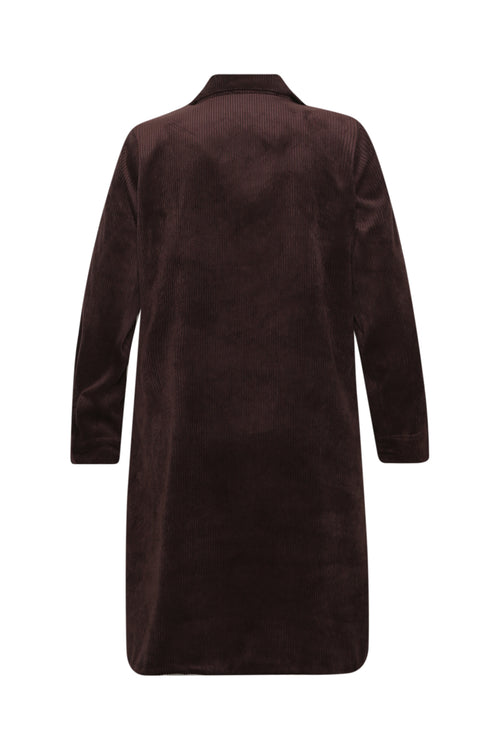 Robe courte unie en velours côtelé-Paprika-1