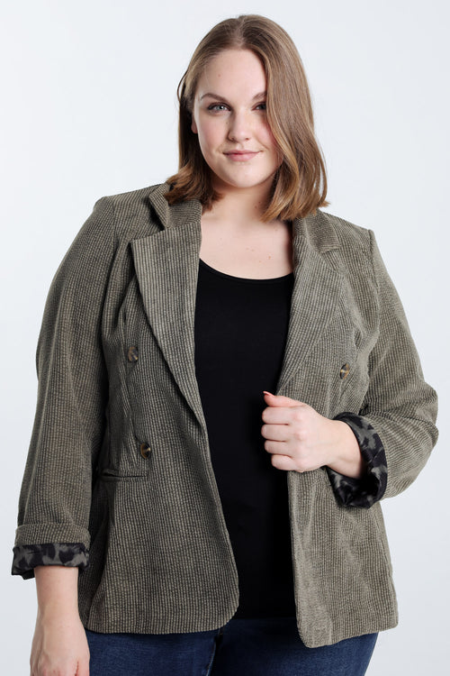 Blazer en velours doublé imprimé peau de bête-Paprika-1