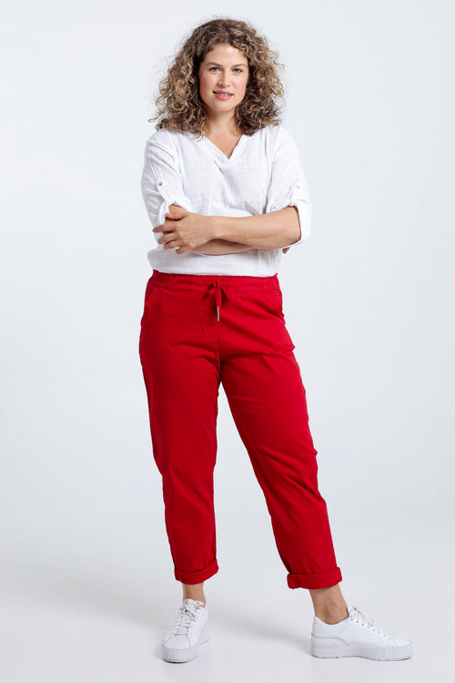 Pantalon chino en coton léger-Paprika-5