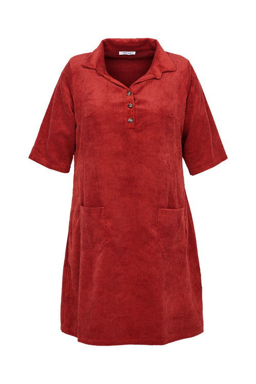 Robe courte unie en velours-Paprika-10