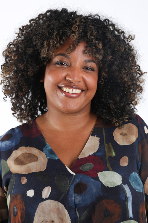 Blouse van viscose met klaprozenprint-Paprika-1