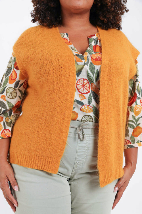 Effen mouwloos gilet-Paprika-4