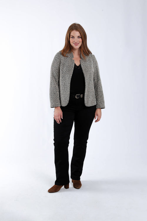 Bicolor jacquard jasje met lurex-Paprika-5