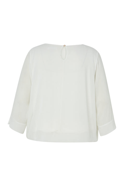 Blouse unie avec bijoux-Paprika-11