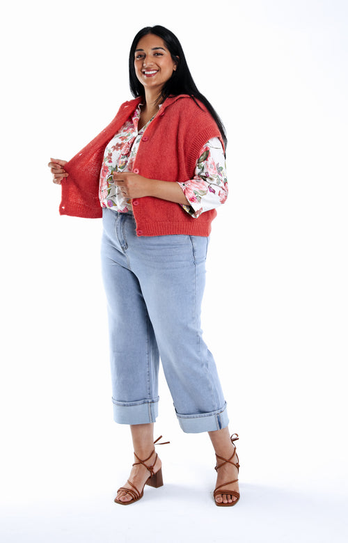 Cardigan court uni-Paprika-8