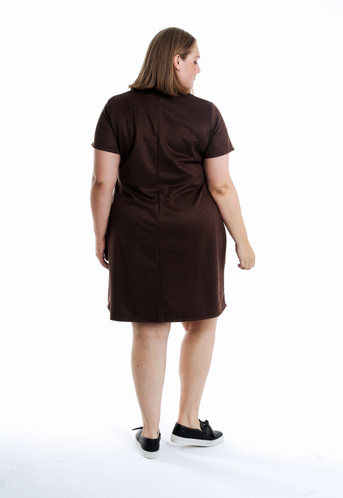 Robe en effet suédine unie-Paprika-2