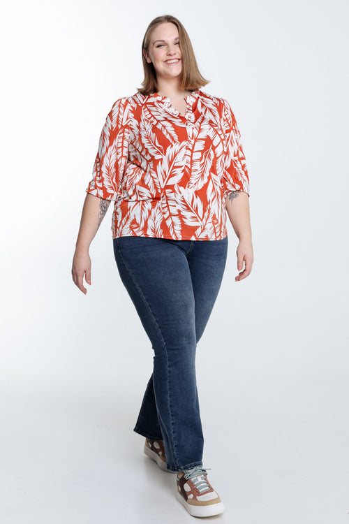T-shirt imprimé feuilles-Paprika-9