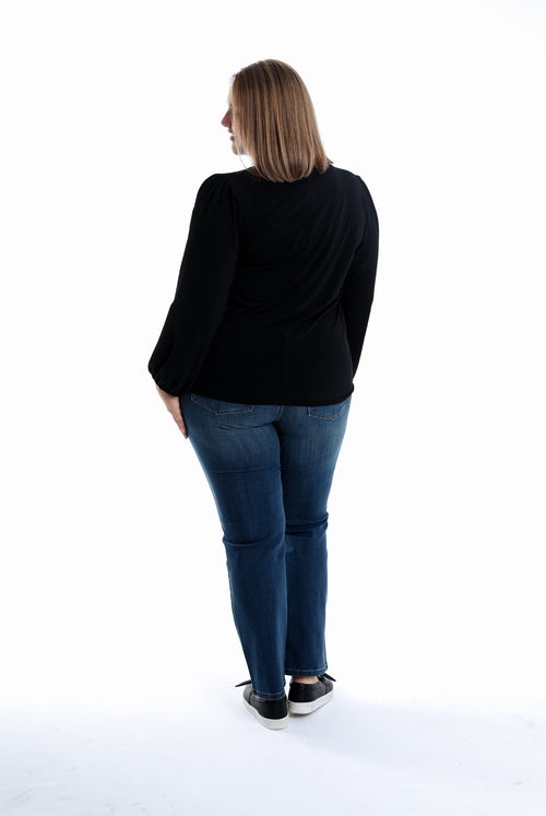 Effen bi-materiaal T-shirt met kraag-Paprika-2