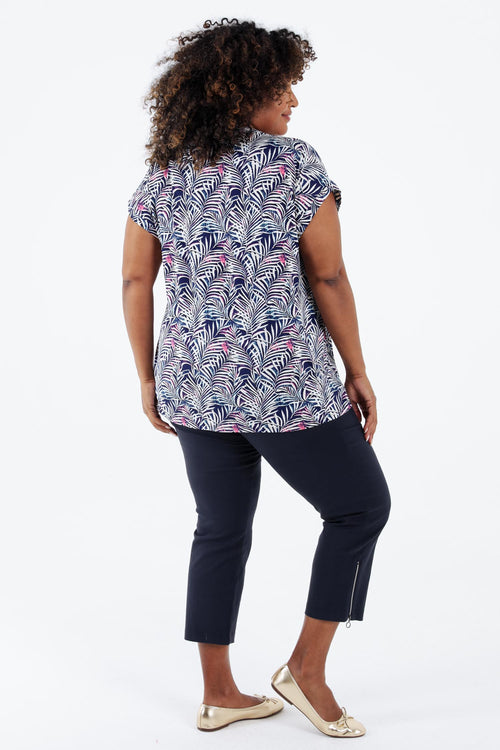 T-shirt en maille froide imprimé feuillage-Paprika-2