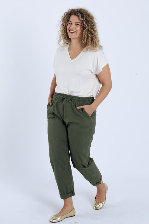 Boyfriend jeans van uni katoen met zakken-Paprika-7