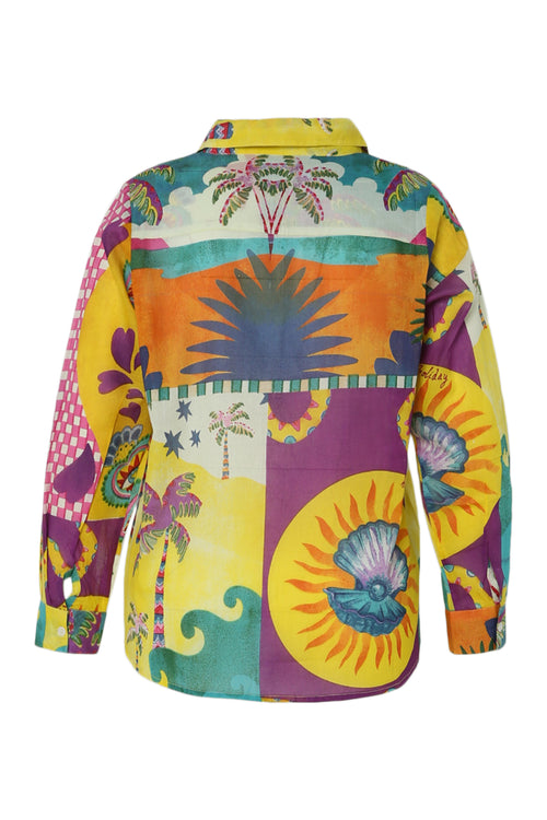Chemisier en coton imprimé tropical-Paprika-11
