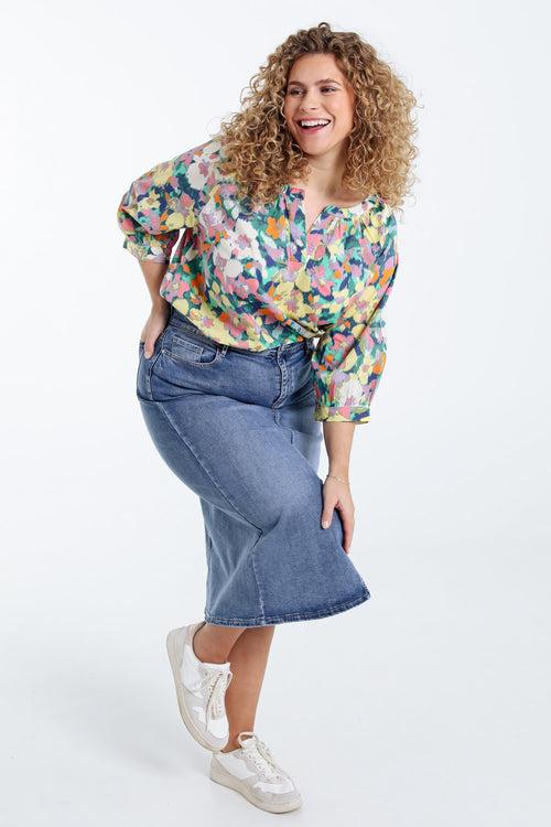 Blouse en coton imprimé floral-Paprika-8