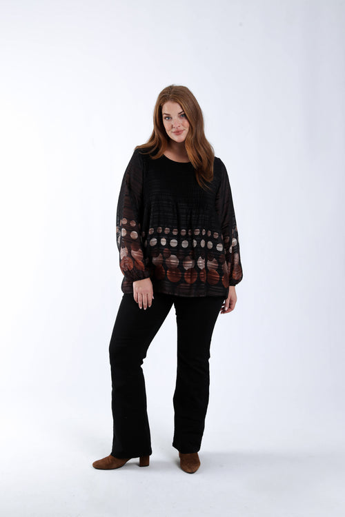 Plissé blouse met ronde print-Paprika-7