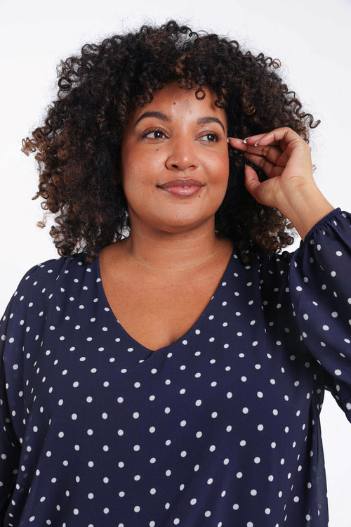 Blouse met stippenprint-Paprika-4