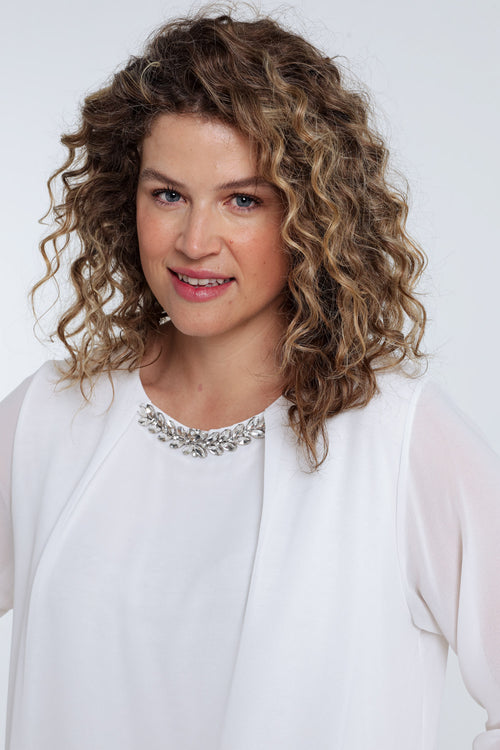 Blouse unie avec bijoux-Paprika-3