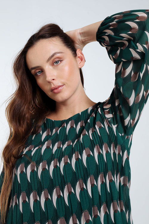 Geplooide blouse met grafische print-Paprika-4