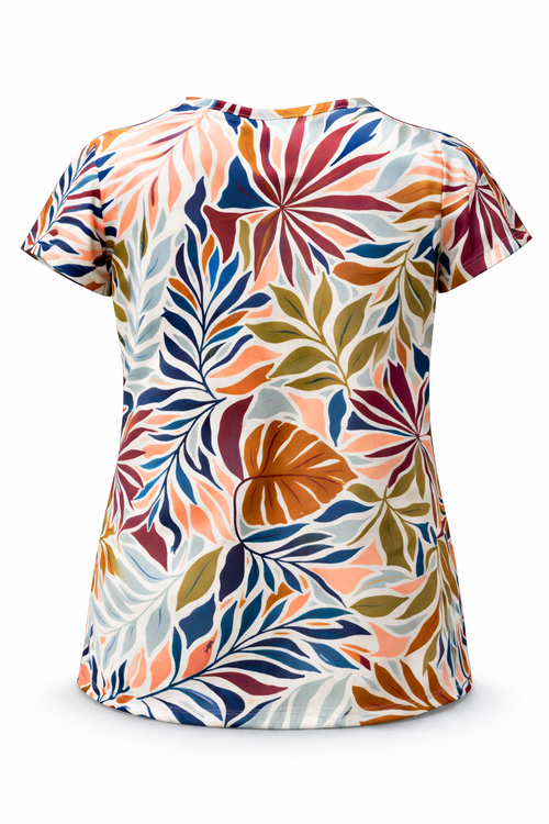 T-shirt met tropische print-Paprika-2