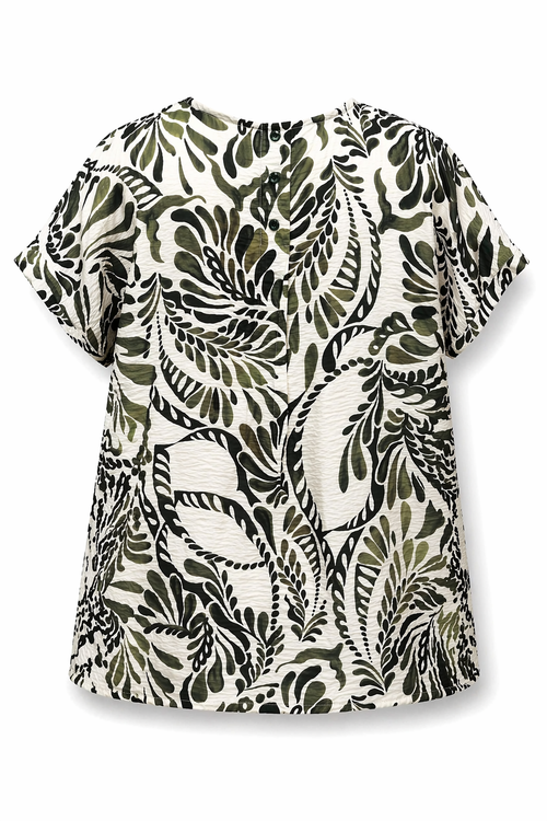 Blouse en viscose imprimé cachemire bicolore-Paprika-10