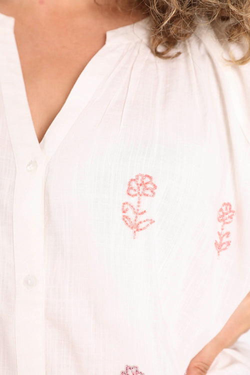 Blouse van katoen en viscose met parelmoer bloemen-Paprika-4
