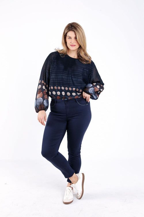 Slim fit broek Louise 7/8-Paprika-2