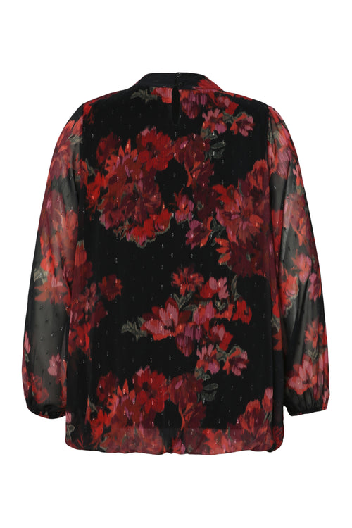 Blouse met print van wazige bloemen-Paprika-10