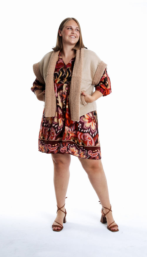 Gilet effet peau de mouton uni-Paprika-7