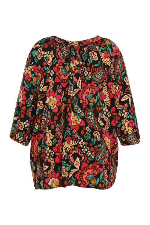 Blouse en viscose imprimé floral-Paprika-10