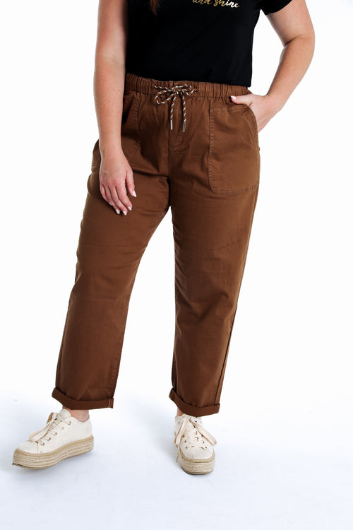 Effen katoenen chino-Paprika-1