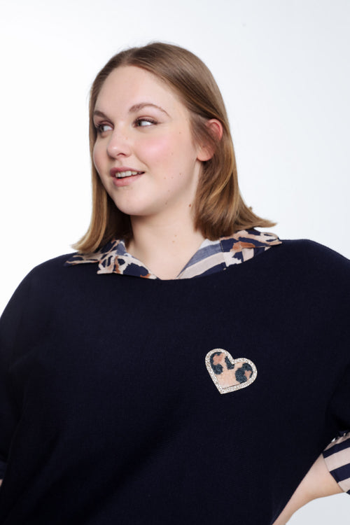 Pull cape uni avec coeur-Paprika-5