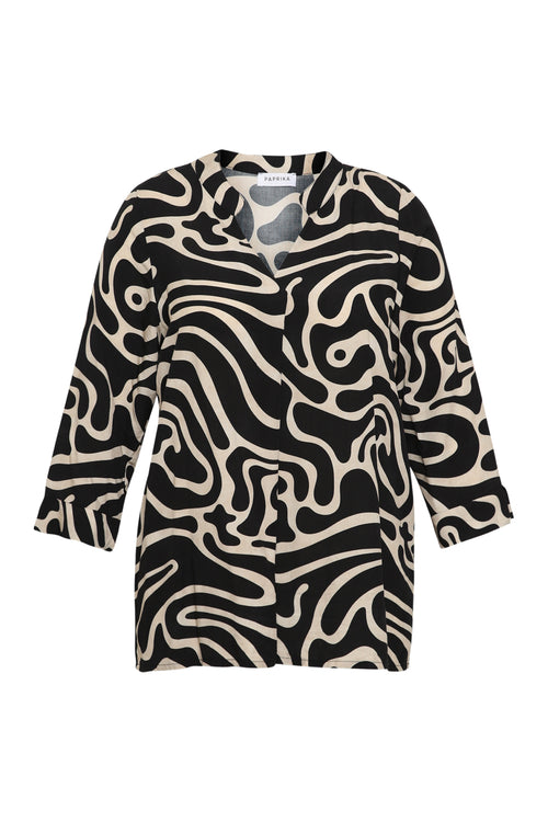 Blouse van viscose met tweekleurige grafische print-Paprika-10