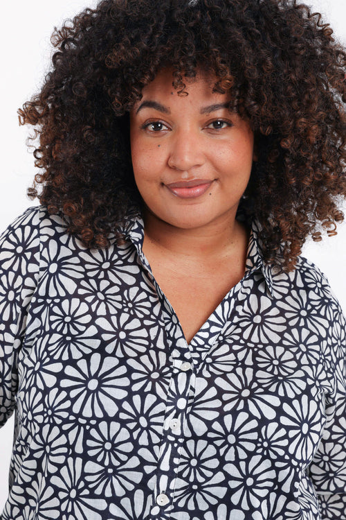 Blouse van katoen met bloemenprint-Paprika-3