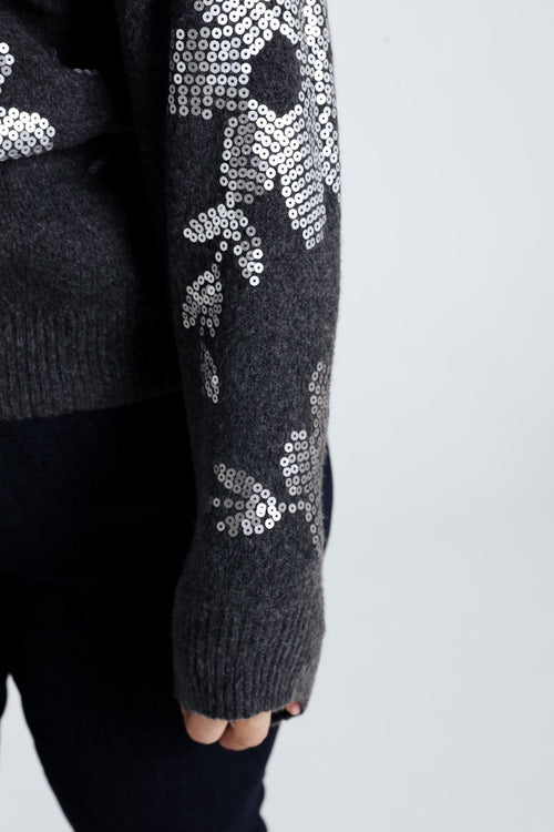 Pull avec fleurs en sequins-Paprika-6