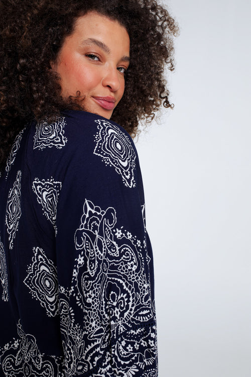 Blouse en viscose imprimé cachemire-Paprika-3