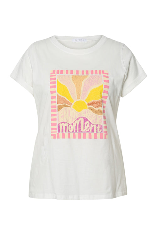 T-shirt van katoen met zonnenprint-Paprika-11