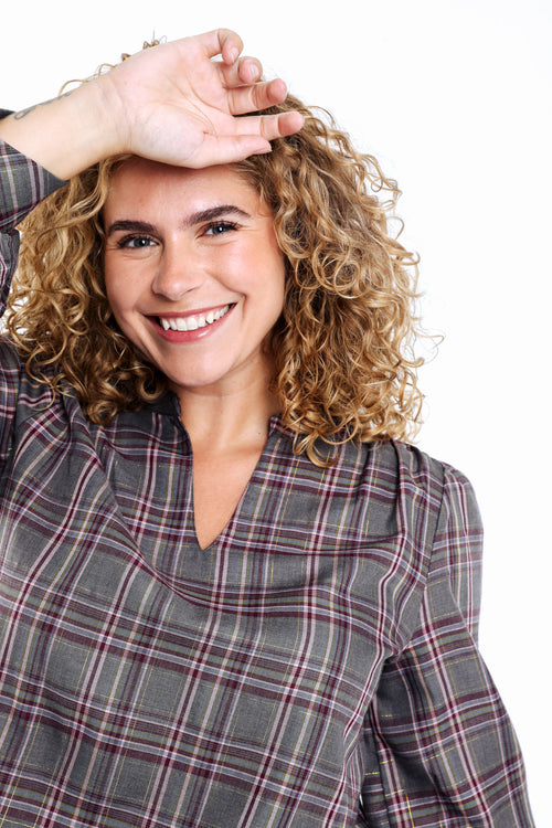 Geruite blouse met lurex-Paprika-3