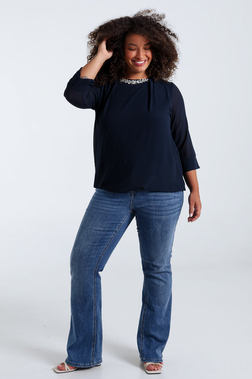 Blouse unie avec bijoux-Paprika-8