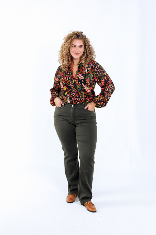 Blouse en viscose imprimé folk-Paprika-7