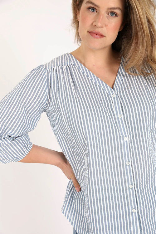 Blouse en coton rayée-Paprika-4