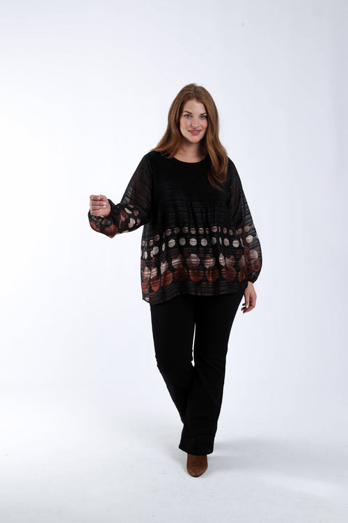 Plissé blouse met ronde print-Paprika-6